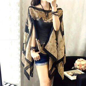 Shawl Cover Up Multi Use Overlay Beach Swimsuit Chiffon Boho Vacation Cruise